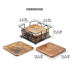 Handmade Walnut <b>Coasters</b> Square & Round Shape Wooden MDF - Product Image 6