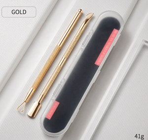 Empujador de cutículas de doble punta de acero, herramienta para quitar esmalte de uñas curvo, removedor de piel muerta para dedos, caja de almacenamiento de manicura, regalo, 2 uds. - Product Image 6