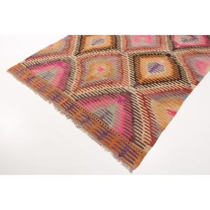Alfombra Turca Vintage, Alfombra de 5.8x8.3 pies, Alfombra de Lana con Estampado Animal en Naranja y Rosa - Product Image 2
