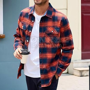 Vente en gros de chemise en flanelle 100% coton Chemise classique à carreaux chauds pour hommes pour l'automne hiver Vêtements classiques respirants pour hommes - Product Image 2