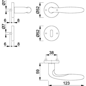 Ensemble de rosettes en acier inoxydable Verona E1800Z/42KV/42KVS F69 rondes OB DIN pour gauche/droite D/D HOPPE Décoration et accessoires de bureau - Product Image 3
