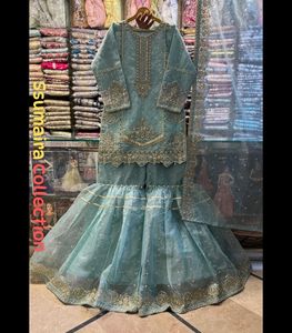 Heavy-Grain Crystal Work Organza Dupatta Pearl Cut Dana Work on Chiffon Formal Wedding & Graduation Accesorio - Product Image 3