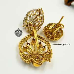 PEACOCK PENDANT and <b>STUDS</b> Pear Cut Diamond Shape - Product Image 3