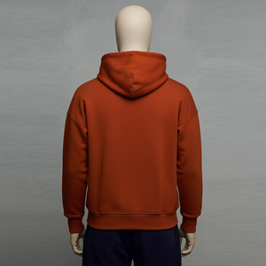 Sudaderas con capucha de los hombres de color marrón pulóver de manga larga Casual Flat String Heavyweight French Terry 400GSM Your Own Logo Hoodie sudaderas - Product Image 3