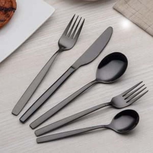 Cena de acero inoxidable Creativo Reutilizable Full Martillado Mango de oro rosa Acero inoxidable Plateado Cubiertos - Product Image 4