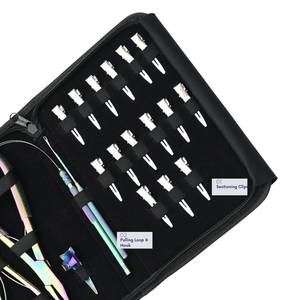Kit d'outils professionnels pour extensions de cheveux, pince à sertir plate, pince à micro-perles, boucle et crochet de traction, mini-ciseaux, 15 pinces à bec de canard - Product Image 3