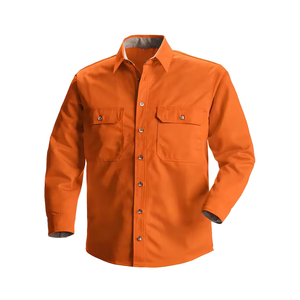 Ropa DE TRABAJO Trabajo de soldadura de seguridad Camisa de manga completa Venta de color gris sólido personalizado Camisa de seguridad de fabricación a granel personalizada de la mejor calidad - Product Image 2