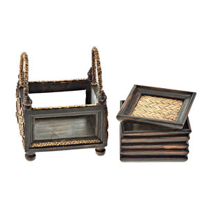 Unique Wooden <b>Coasters</b> Square Shape <b>Black</b> & Gold Color Walnut Perfect for Home and Hotel Kitchenware Direct from Factory 2025 - Product Image 1