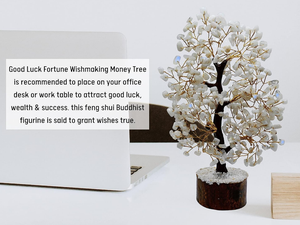 หินพลอยอัญมณีธรรมชาติกึ่งมีค่ารุ้งมูนสโตน300คริสตัลรูปต้นไม้ฮวงจุ้ยสำหรับตกแต่งบ้าน - Product Image 2