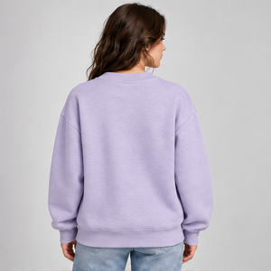 Sudadera de Cuello Redondo con Letras Universitarias en Color Lavanda Sólido para Mujer, Manga Larga, Personalizada, Trackstar OEM, Marca Privada - Product Image 2