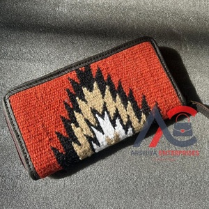 Bolso de mano de cuero de tela azteca occidental, monederos multicolores para mujer, carteras multiusos de cuero acolchado azteca únicas, novedad - Product Image 1