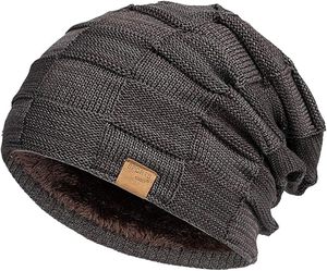 Slouchy Beanie para hombres Sombreros de invierno para chicos Cool Beanies Mens Lined Knit Warm Thick Skully Stocking Binie Hat - Product Image 4