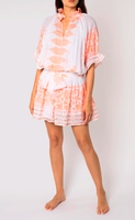 Collection garde-robe de vacances Robe blouson lumineuse pour femmes en orange imprimé Dhaka inspiré de l'art indien Robe courte à formes les plus vendues