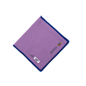 Pañuelo de bolsillo con borde de punto artesanal y diseño exclusivo, morado, de algodón y lino, para traje de blazer de comedor - Product Image 3