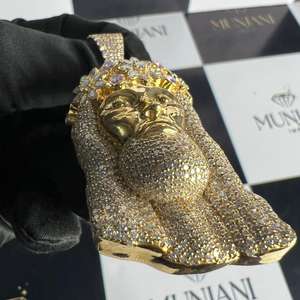 Colgante Personalizado con Diseño de Jesús Chapado en Oro, Estilo Hip Hop, Joyería Fina con Diamantes de Corte Brillante Certificados por IGI, Amuletos para Fiestas - Product Image 4