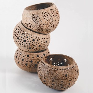 Soporte de vela de concha de Coco para decoración de habitación, Vela decorativa, candelabro de vela, soporte de vela de Eco Farmie - Product Image 1