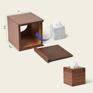 Private Branding Vintage Wooden Tissue Holder For Home Office Crafted With Antique Finish For Elegant And Functional Decor - Product Image 2