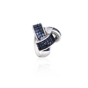Rose Gold Plated Moissanite Fashion <b>Ring</b> with Rhodium Inlay - Product Image 4