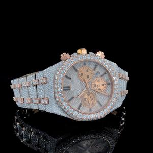 Best Quality Luxury Arabic Numeral Dial Automatic Movement Watch Fully Iced VVS Moissanite Diamond Fashionable Luxury - Product Image 4