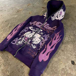 Sweat à capuche surdimensionné à fermeture éclair intégrale pour homme, en molleton 100% coton, avec logo personnalisé OEM sur le devant, design de poche respirant anti-plis - Product Image 2