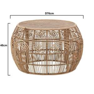 Table basse en rotin naturel et en bois dur de qualité supérieure, intemporelle, chic et fonctionnelle, idéale pour les maisons et les espaces de travail contemporains - Product Image 1