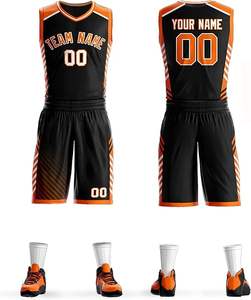 Conjunto de uniforme de baloncesto personalizado para hombres camiseta y pantalones cortos impresos por sublimación con nombre y número de equipo - Product Image 1