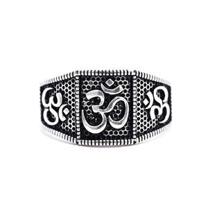 NOVAMART Fine Buy Premium 925 Pure Sterling <b>Silver</b> <b>Rings</b> for <b>Men</b> Boho Style Geometric Pattern Oval Cut Diamond Rhodium Statement - Product Image 1