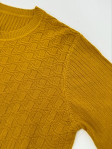 Suéter Casual de Moda para Mujer, de Alta Calidad, Manga Corta, Tejido de Punto, Cuello Redondo, Color Dorado, Nailon/Acrílico - Product Image 5