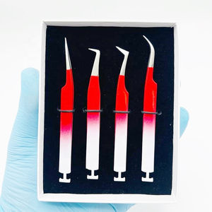 Pince à épiler d'extension de cils en acier inoxydable solide de qualité supérieure faite à la main poignée confortable diamant deux tons couleur lisse - Product Image 6