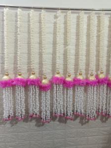 Bola de jazmín borla cadena decoración de la boda Haldi Mehndi decoración del hogar telón de fondo caléndula Mogra flor guirnalda Festival Deco - Product Image 4