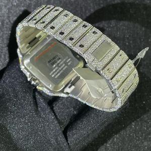 Reloj Mecánico de Lujo con Diamantes Moissanite de Alta Calidad para Hombre, Estilo Hip Hop, Acabado Plateado, Acero Inoxidable y Cristal - Product Image 3