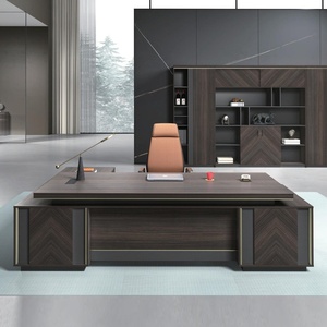 High End Luxury Director Office <b>Desk</b> <b>Set</b> Smart Storage Filing Cabinet Office <b>Desk</b> and Chair Combo Premium Melamine Wooden - Product Image 3