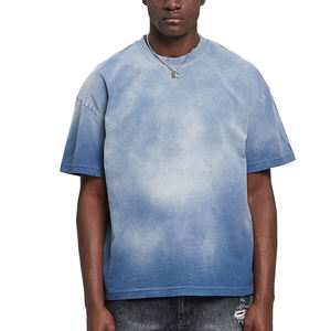 Custom Men's T-shirts Heavyweight Blank Crew Neck T-shirts High Quality Streetwear Acid Water Washed Blank T-shirts for Men - Product Image 4