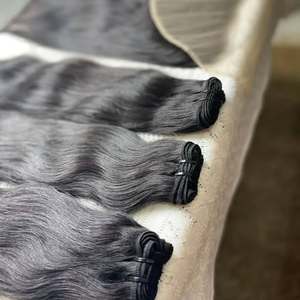 Extensiones de Cabello Humano Virgen del Sur de la India, Grado Remy, para Coser a Máquina, Doble Trama, Color Negro Natural, Recogido en Templo, 100g - Product Image 4