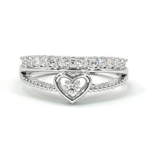 NOVAMART Fine Zarkan 925 Sterling Silver <b>Crown</b> Heart <b>Ring</b> with American Diamond Free Size for Engagement Wholesale Export - Product Image 2