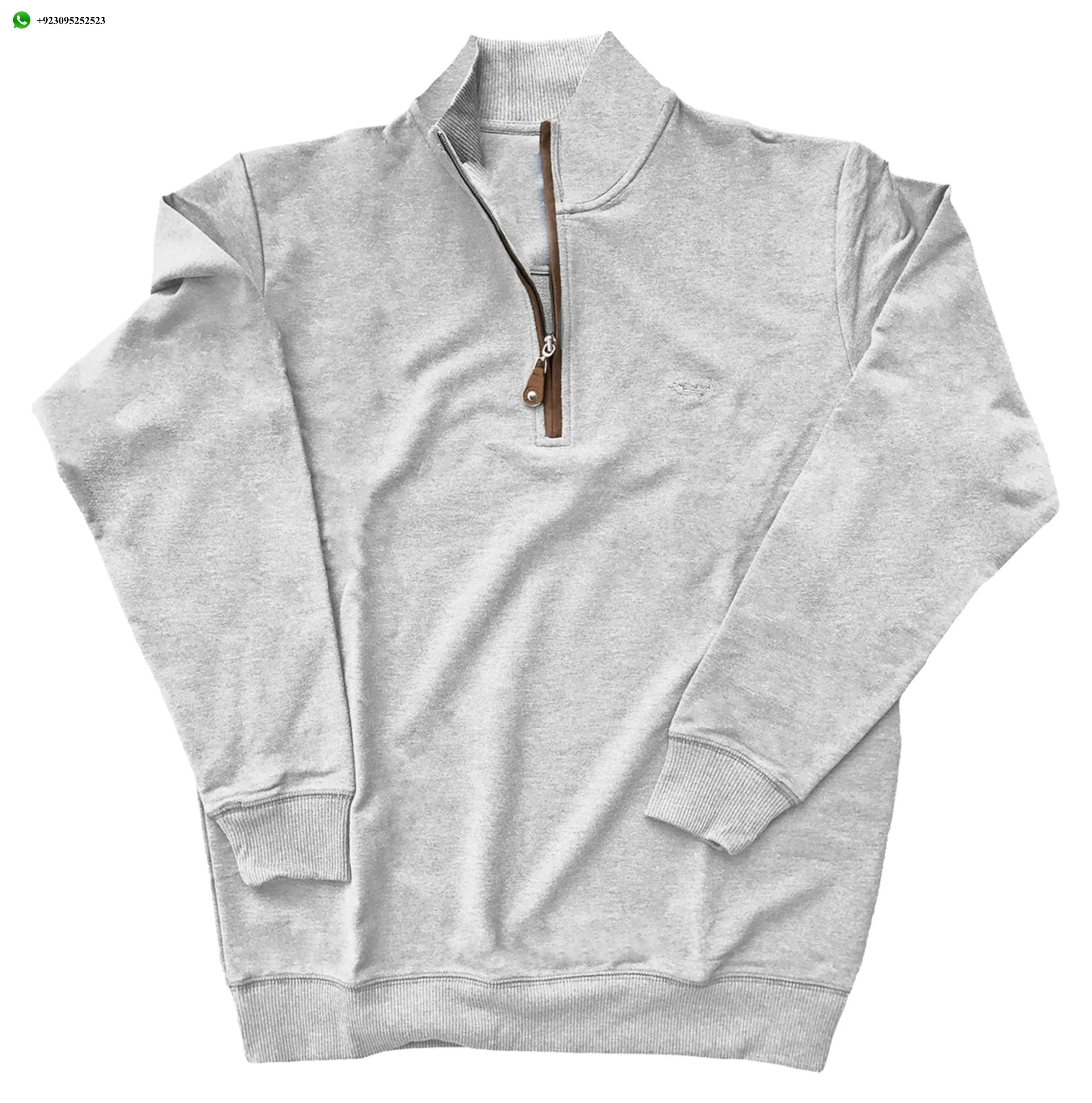 Custom OEM Cotton Wardrobe essential Outdoor-ready zip top Pullover 1/4 Zip Men Sweatshirt Low price Pullover Sweater 2024