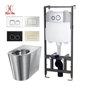 <span class=keywords><strong>Toilette</strong></span> en acier inoxydable suspendue au mur avec réservoir d'eau caché à double chasse - Product Image 1