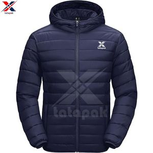 Chaqueta acolchada impermeable ligera para hombre de moda, cuello levantado, cierre de cremallera, ropa de abrigo de invierno transpirable de poliéster/nailon - Product Image 6