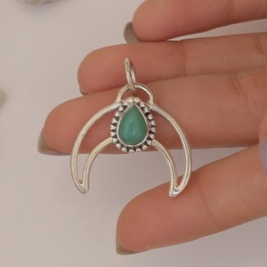 925 Sterling Silver Handmade Gemstone Green Onyx Spinner Pendentif 925 Estampillé Meilleure Qualité Parfait Cadeau De Mariage Pendentif Bijoux - Product Image 2