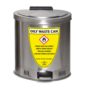 Contenitore di raccolta di sicurezza 20 l, acciaio inossidabile, con ammortizzazione del coperchio - Product Image 1