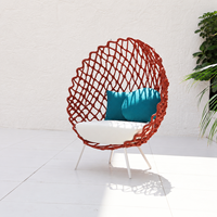 Fauteuil œuf d'extérieur en corde tressée, imperméable, avec structure en aluminium, pour hôtel, terrasse, villa, cour