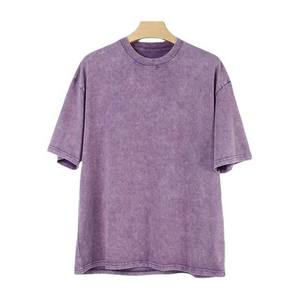 Logo de broderie vintage personnalisé imprimé 100% coton t-shirts surdimensionnés lavés à l'acide chemises à épaules tombantes pour hommes grande taille - Product Image 3