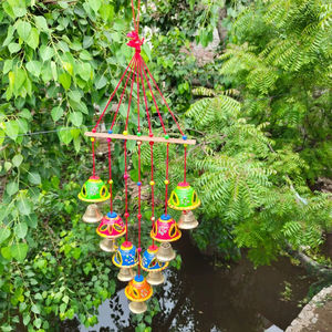 Campana redonda Multicolor de Rajasthani, carillón de viento para interior y exterior, colgante de pared, decoración de jardín, Patio, atrapasol, regalo de cumpleaños de inauguración - Product Image 1