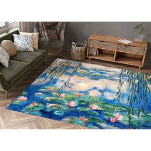 Tapis à motif de fleur de lotus : Tapis botanique antidérapant, tapis en chenille - Product Image 3