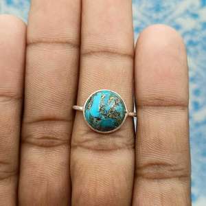 ชุดเทอร์ควอยซ์โมแฮร์สีฟ้า925แหวนหินขนาดเล็กแบบเรียบง่ายของขวัญทำมืออย่างดีสำหรับสาวๆงานแต่งงาน - Product Image 3