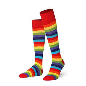 Chaussettes rayées hautes pour hommes et femmes, respirantes, en coton, sans couture, unisexes, colorées, longues, tissées, chaussettes de sport - Product Image 6
