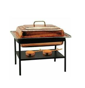 Réchaud en cuivre brillant avec poignées incurvées et finition antique idéal pour les présentations de plats indiens authentiques - Product Image 2