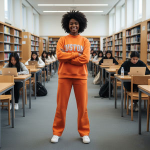 Delta Sigma Theta Vêtements décontractés d'hiver Style streetwear Ensemble de survêtement à capuche à col montant 2 pièces Pantalon de survêtement Écologique Réversible - Product Image 2