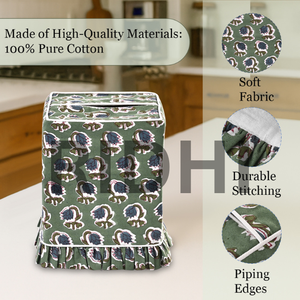 Boîte à mouchoirs en tissu écologique classique à imprimé à volants vert basilic Ridhi, décoration indienne carrée pour la maison, l'hôtel, la chambre à coucher - Product Image 5