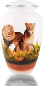 Urnas de cremación Lion & Lioness para cenizas humanas-Decorativas, urnas para cenizas humanas femeninas y masculinas, urnas para cenizas grandes blancas - Product Image 5